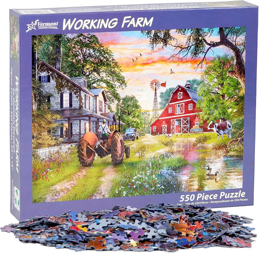 Working Farm by Dominic Davison, 550 Piece Puzzle, Vermont Christmas Company