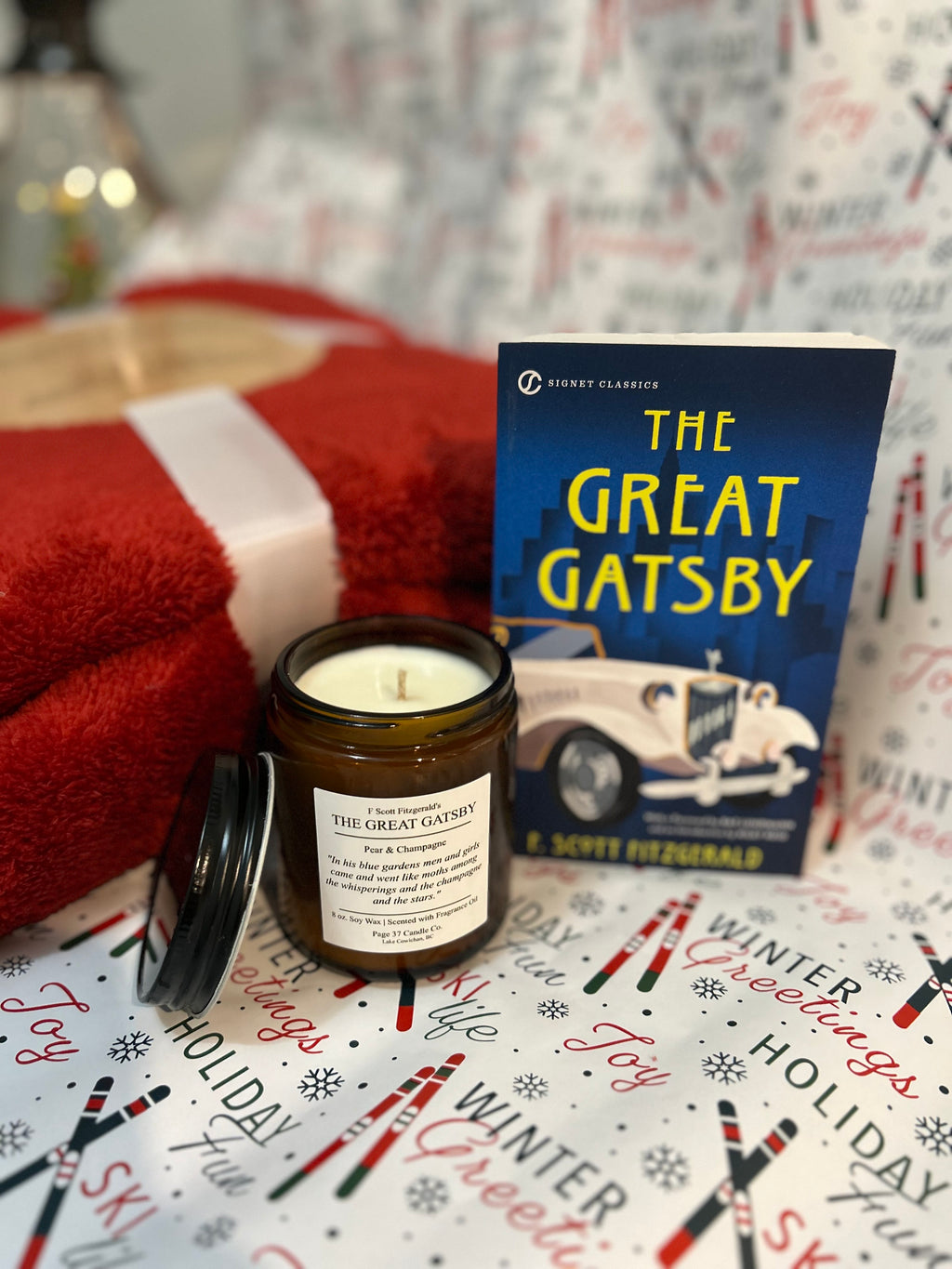 The Cozy Classic Set (3pc) ~Throw, Classic Novel & Candle