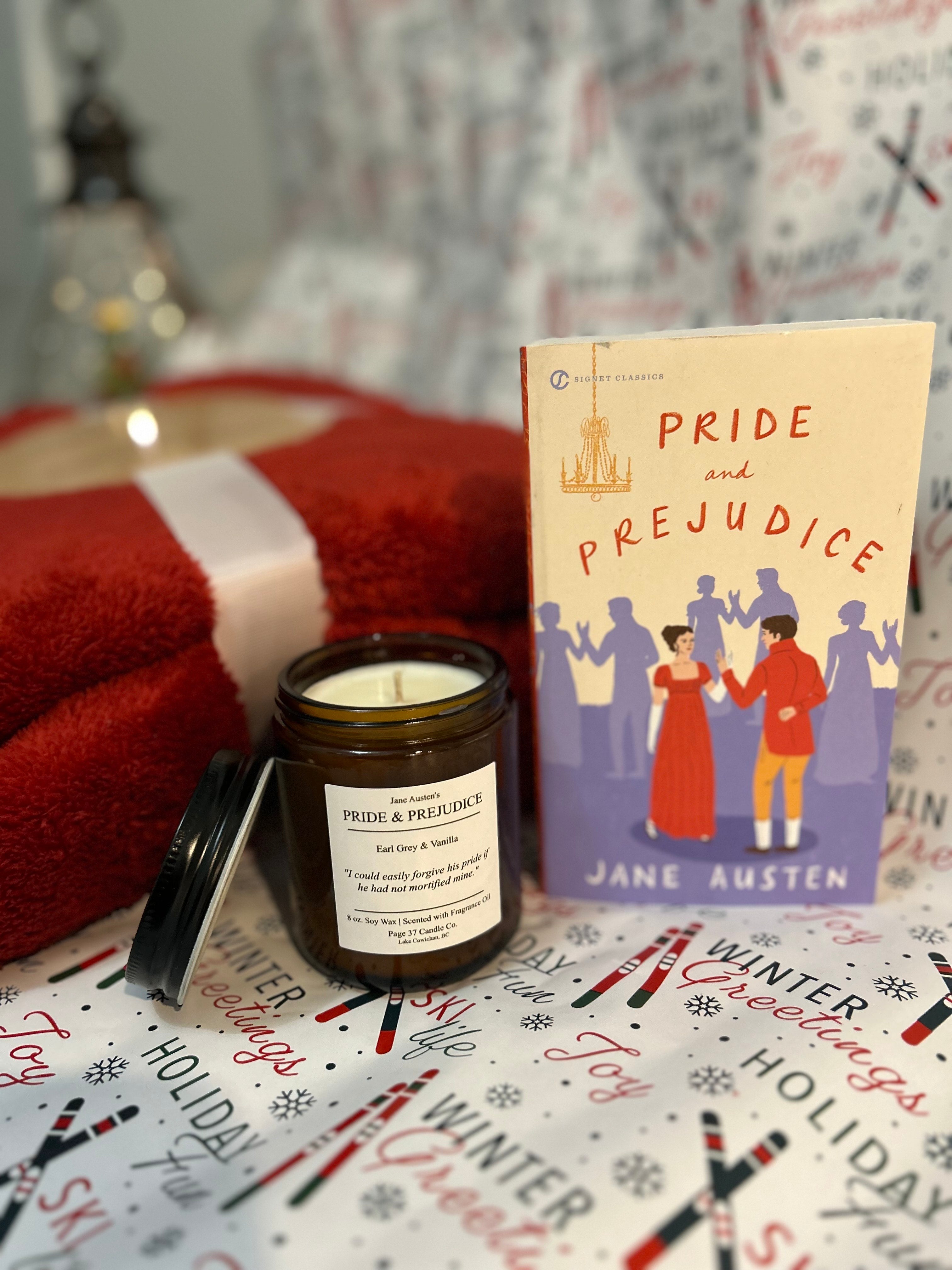 The Cozy Classic Set (3pc) ~Throw, Classic Novel & Candle