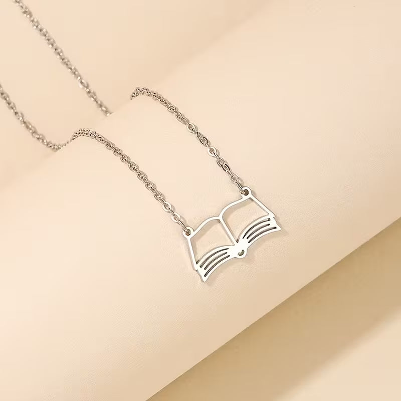 Book Necklace - Silver/Gold