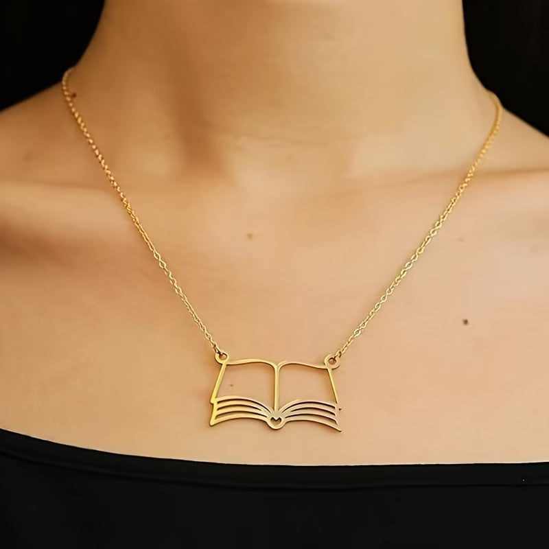 Book Necklace - Silver/Gold