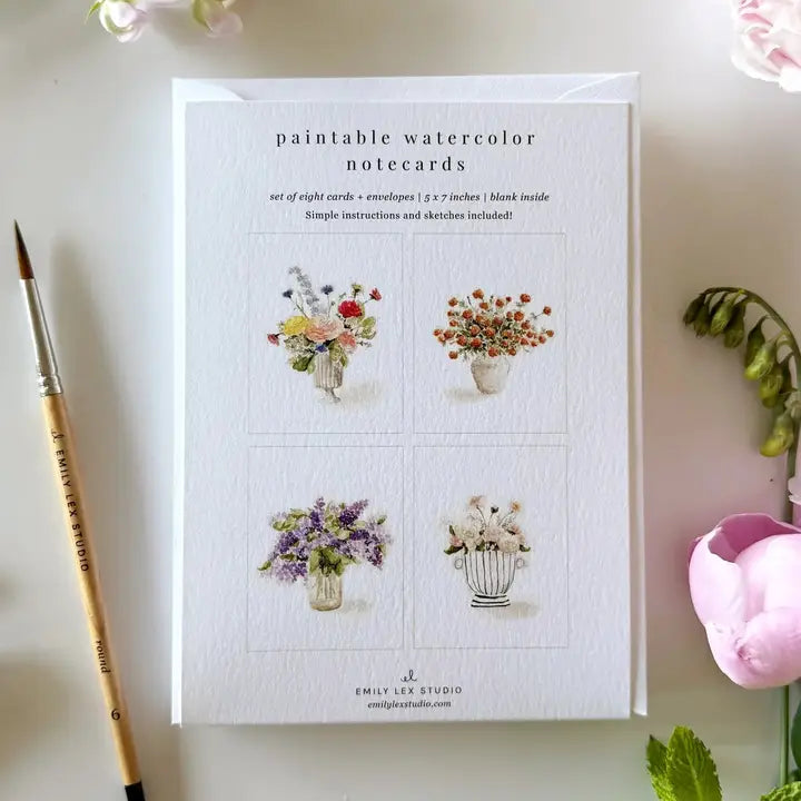 Bouquets Paintable Watercolor Notecard Set - Emily Lex Studio