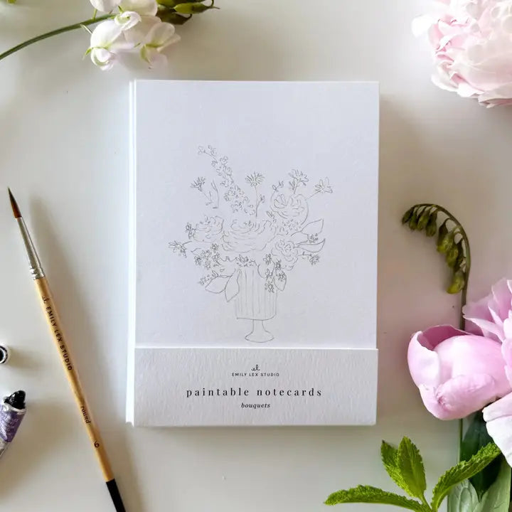 Bouquets Paintable Watercolor Notecard Set - Emily Lex Studio