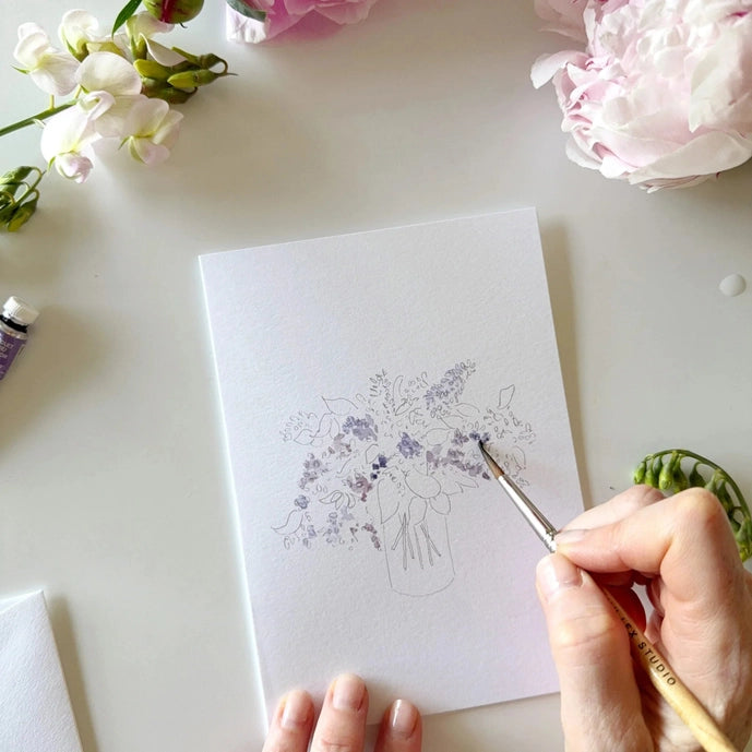 Bouquets Paintable Watercolor Notecard Set - Emily Lex Studio
