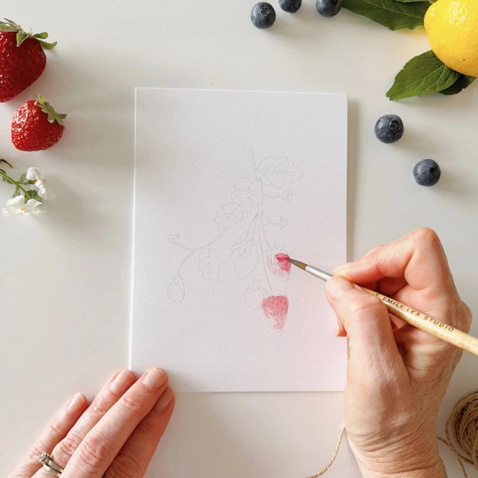 Fruit Paintable Watercolor Notecard Set - Emily Lex Studio
