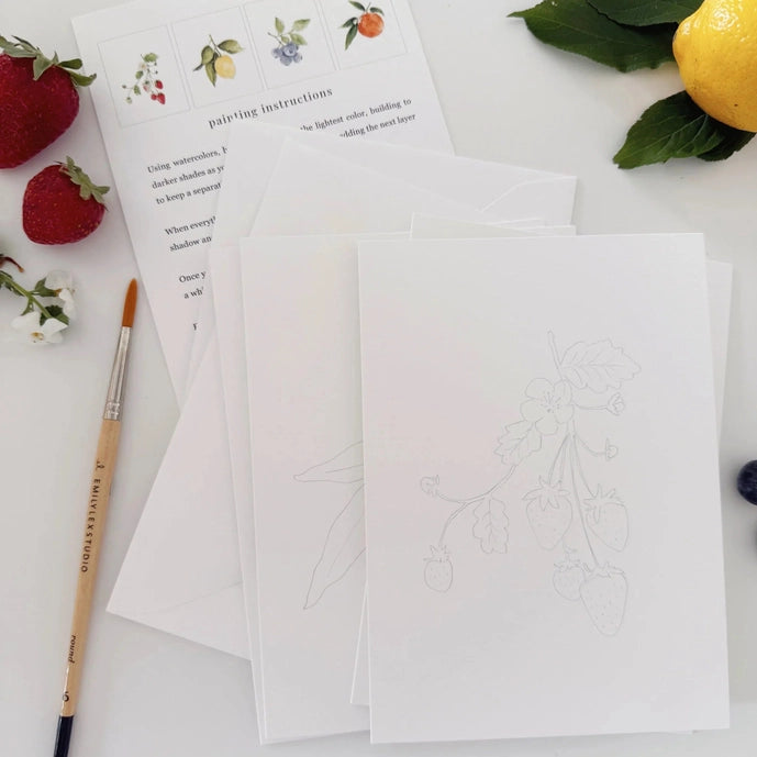 Fruit Paintable Watercolor Notecard Set - Emily Lex Studio