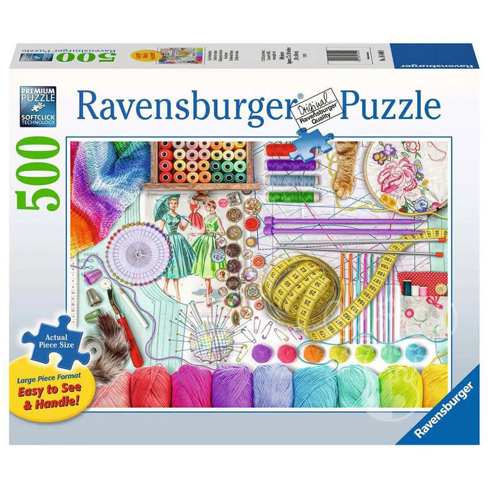 Needlework Station, 500 Piece Puzzle, Ravensburger - USED