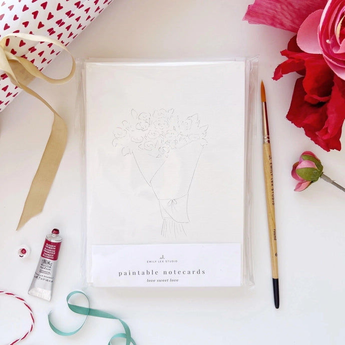 Love Sweet Love Paintable Watercolor Notecard Set - Emily Lex Studio