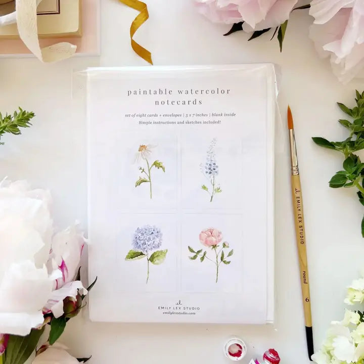 Bouquets Paintable Watercolor Notecard Set - Emily Lex Studio