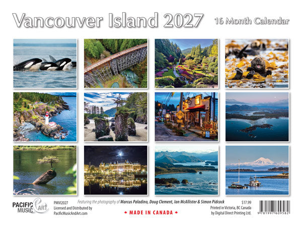 Vancouver Island 16 month Calendar 2027